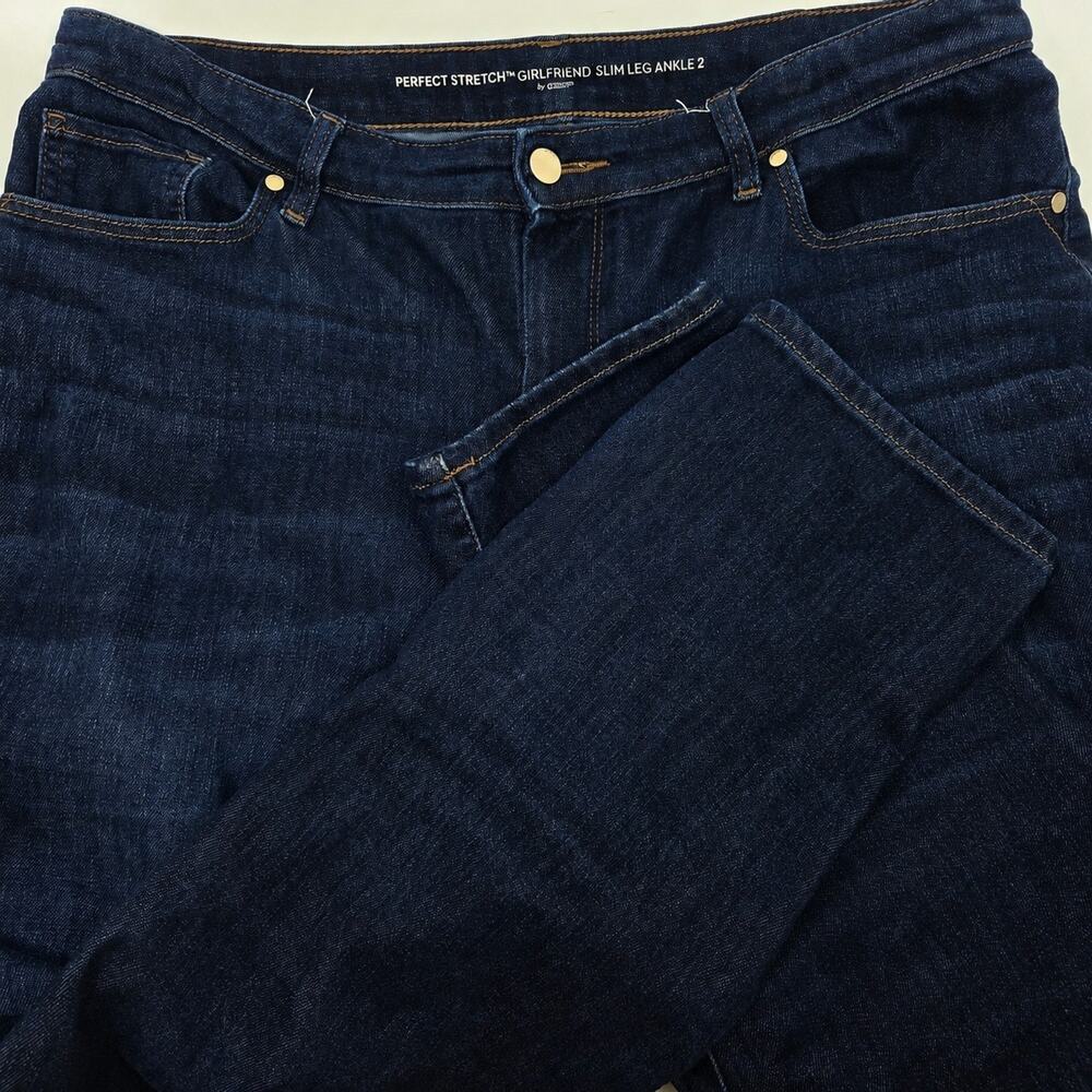 Chico's Perfect Stretch Girlfriend Slim Leg Ankle Jeans Womens 2 US 12 Blue Dark